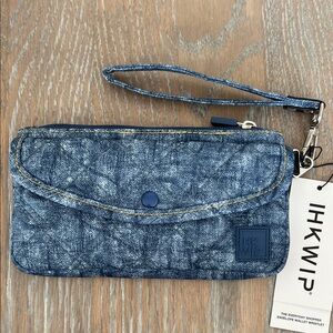 Blue Denim Wristlet Clutch